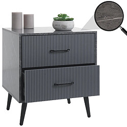 Mendler Table de Nuit HWC-N89 - Marbre Gris