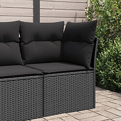 ZMH Canapé d'angle de jardin avec coussins noir résine tressée