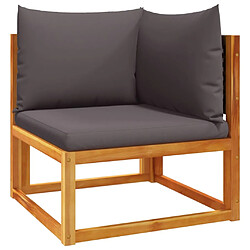 Zmh Canapé d'angle de jardin - Gris