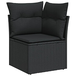ZMH Canapé d'angle de jardin avec coussins noir résine tressée