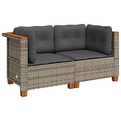 Zmh canapé d'angle de jardin 2 pcs - Gris