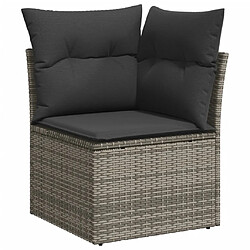 ZMH Canapé d'angle de jardin avec coussins gris résine tressée
