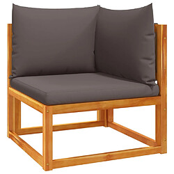 Zmh Canapé d'angle de jardin - Gris