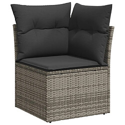 Zmh Canapé d'angle de jardin résine tressée - Gris
