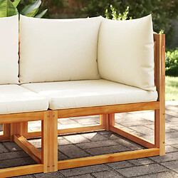 Zmh Canapé d'angle de jardin en acacia - Crème