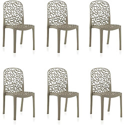 Pegane Lot de 6 chaises de jardin - Taupe