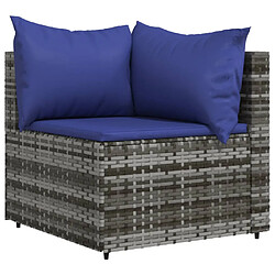 Zmh Canapé d'angle de jardin - Gris