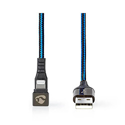 Avis Nedis Câble Lightning USB-A Tressé 1m Connecteur 180° Jeu Bleu