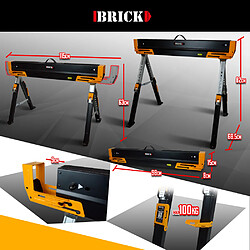 Avis Brick Lot de 2 tréteaux d atelier métalliques pliables et téléscopiques - Charge max 1180kg