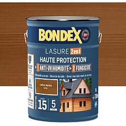 Lasure 2 en 1 Haute protection - Chene moyen satin - BONDEX - 5 L