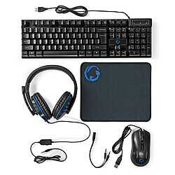 Nedis Pack Gaming 5-en-1 QWERTY avec Clavier, Souris et Casque Rétroéclairé LED Noir