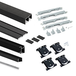 Avis Emuca 6018414 Kit de quincaillerie pour armoire à 2 portes coulissantes avec fermeture souple Placard 74, Modèle de poignée Sha