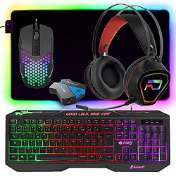 Pack Gamer 5 en 1 FURY HELLFIRE Clavier, Souris, Tapis, Casque et Convertisseur Switch PS4 XB1