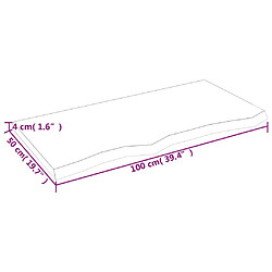 vidaXL Comptoir de salle de bain marron 100x50x(2-4) cm bois traité pas cher
