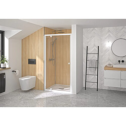 Paroi douche porte pivotante SUPRA P profilé blanc verre transparent 120 cm KINEDO PA1524BTN