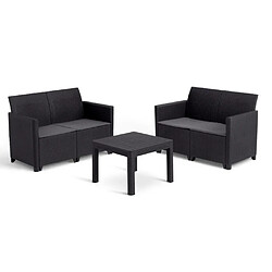 Keter Salon de jardin résine tressée - Noir