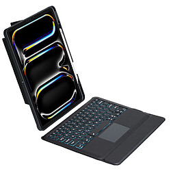 Clavier Bluetooth Tactile avec Rétroéclairage Multicolore pour iPad Pro 13 2024 - Coque à Charnière Pivotante Détachable, Port USB-C, Autonomie 80h - Noir
