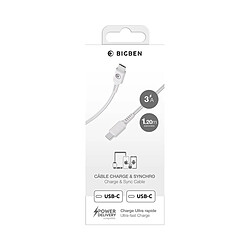 BigBen Connected Câble de Charge et Transfert USB-C/USB-C 3A Power Delivery 60W 1.2m Blanc pas cher