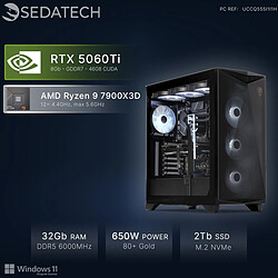 Sedatech PC Gamer, AMD Ryzen 9 7900X3D, RTX5060Ti, 32Go DDR5, 2To SSD, Win 11