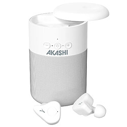 Akashi Kit Audio 2 en 1 Enceinte Bluetooth 5W et Écouteurs Sans Fil Micro Blanc