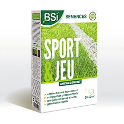 BSI - Semences De Gazon - Sport Ou Jeu - Avec Enrobage Protecteur - Tres Haute qualité - Jusqu'a 50 m² - 1Kg
