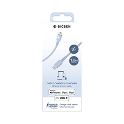 BigBen Connected Câble USB-C/Lightning 3A 60W Bleu pas cher