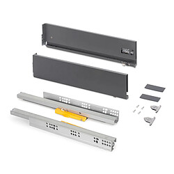 Emuca 3203535 Tiroir extérieur Vertex Push Synchro avec réglages 3D, hauteur 131mm, 40kg, profondeur 400mm, Acier, Gris antraci