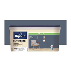 RIPOLIN Peinture Couleur Satin Ultra Couvrante pour Cuisine, Chambre, Salon, Salle, Entrée, Couloir - Bleu seram