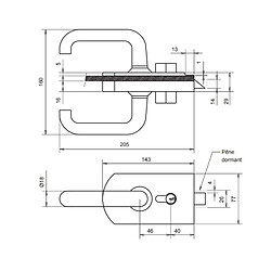 Serrure de milieu réversible 9845R40 aluminium nature METALUX NM9845R400