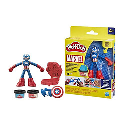 Play-Doh Captain America, coffret Bouclier tamponneur avec figurine flexible, accessoires et pâte a modeler, des 4 ans, Marvel