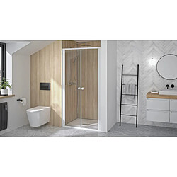 Porte de douche SUPRA 2P pivotante 90cm profilé blanc verre transparent KINEDO PA1531BTN