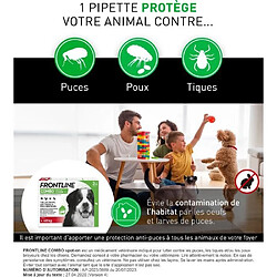 Frontline Combo chien - Anti-puces anti-tiques pour chien XL - 40-60kg - 3 pipettes