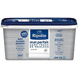 Peinture mate idéale pour murs et plafonds - Blanc mat - RIPOLIN - 2,5 L