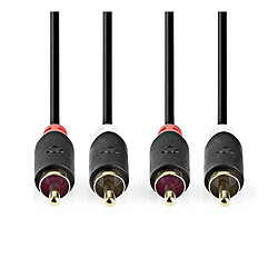 Nedis Câble Audio Double RCA Mâle vers Double RCA Mâle 1m Gris anthracite