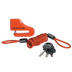 Master Lock 8303EURDPS Antivol Moto ou Trottinette Electrique Bloque Disque, Anse 5 cm, Rouge