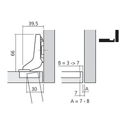 Charnière Clip Top ouverture 110° à système Blumotion désactivable gauche grand coude à frapper BLUM CHA71B378