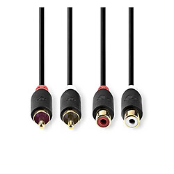 Nedis Câble Audio Double RCA Mâle vers Double RCA Femelle 2m Gris anthracite