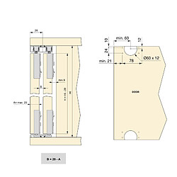 Acheter Emuca 6213762 Kit de ferrures pour Flow2 2 portes coulissantes et armoire à fermeture souple avec rails de surface 2,35m, panne