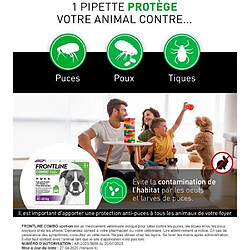 Frontline Combo chien - Anti-puces anti-tiques pour chien L - 20-40kg - 3 pipettes