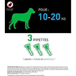 Avis Frontline Combo chien - Anti-puces anti-tiques pour chien M - 10-20kg - 3 pipettes
