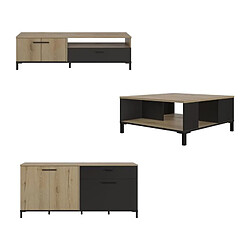Avis Gami ensemble séjour TV table basse buffet - chêne et noir
