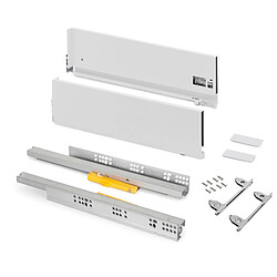 Emuca 3203912 Tiroir extérieur Vertex Push Synchro avec réglages 3D, hauteur 178mm , 40kg, profondeur 400mm, Acier, Peint en bl