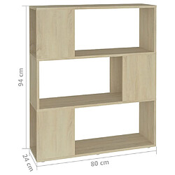 vidaXL Bibliothèque/Séparateur de pièce Chêne Sonoma 80x24x94 cm pas cher