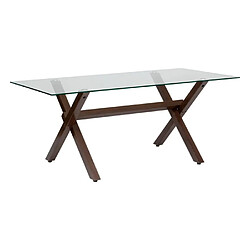 Atmosphera Table à Manger en Verre Jorel 180cm Transparent & Marron