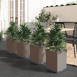 vidaXL Jardinières 4 pcs marron 30x30x37 cm polypropylène