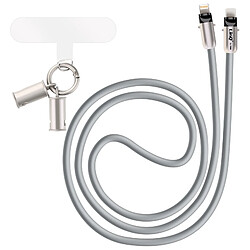 LinQ Tour de Cou 2 en 1 avec Câble USB-C vers Lightning Longueur 1.2m Gris