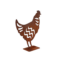 Esschert Design Animal en acier effet rouillé à poser Poule. pas cher