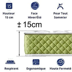 Acheter DAGOSTINO HOME Matelas Mousse 140x190 Evergreen - Ferme - Réversible - Côté Été/hiver - H15 Cm