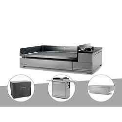 Plancha gaz Premium 60 inox avec couvercle, chariot et housse - Forge Adour