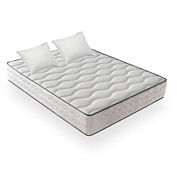 DAGOSTINO HOME Matelas Mousse 140x190 + 2 Oreillers 60x60 - Côté Été/hiver - H25 Cm